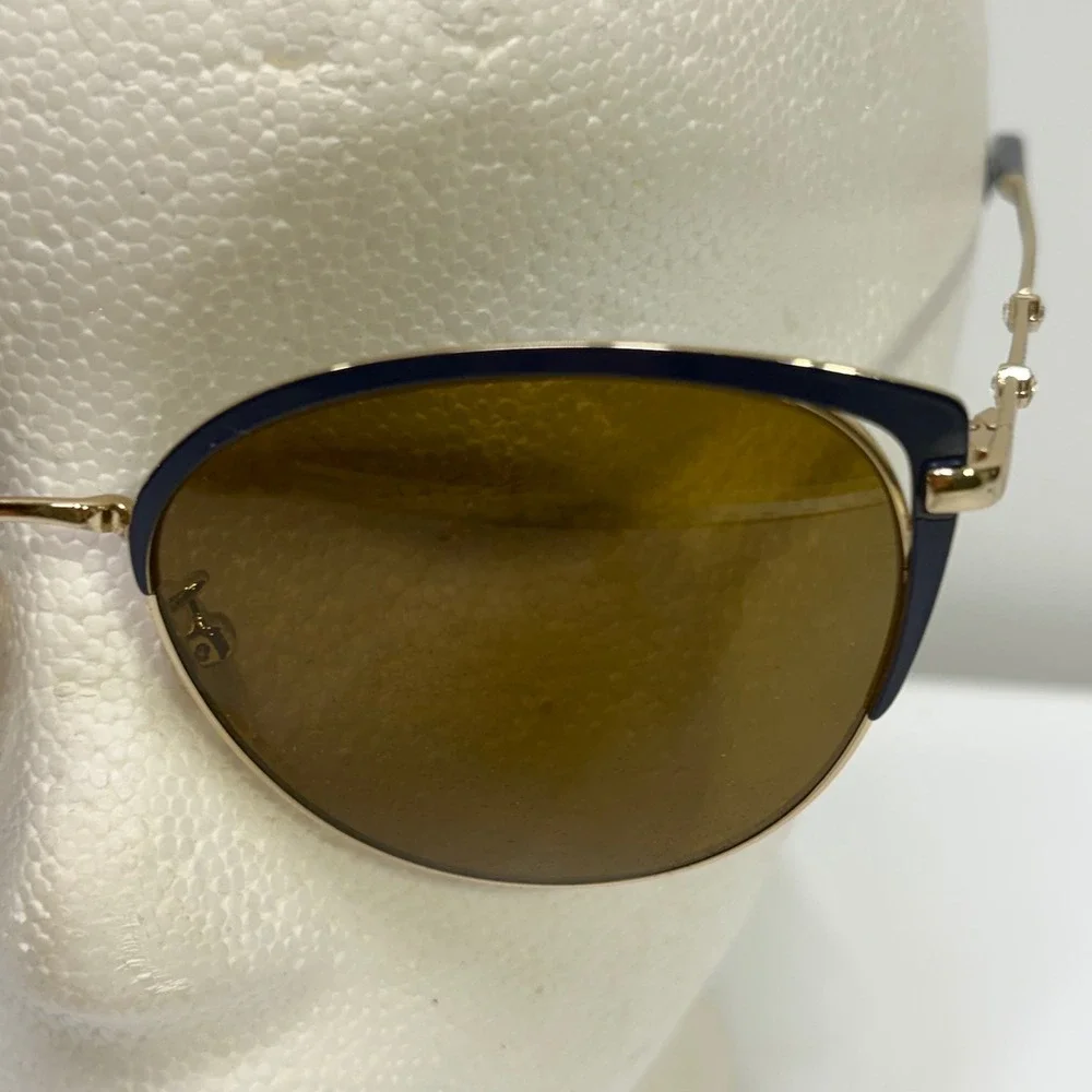 Escada SESB16S Womens Sunglasses Navy Blue Gold Rhinestone Italy 57-17-140